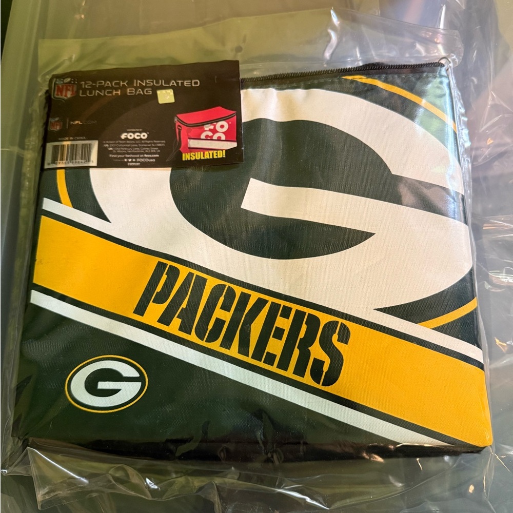 FOCO Packers Insulated Lunch Bag - Green and Yellow
